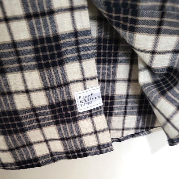 Unworn Frank & Eileen Barry Plaid Tailored Flannel Button Up Shirt, Grey & White - Picture 6 of 11